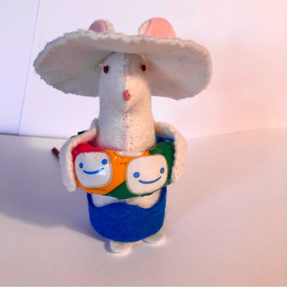 Vacation Felt Mouse Art Doll with inner tube floatie beach fun handmade